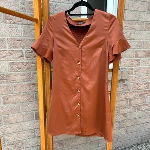 copper / burnt orange / rust brown button up dress